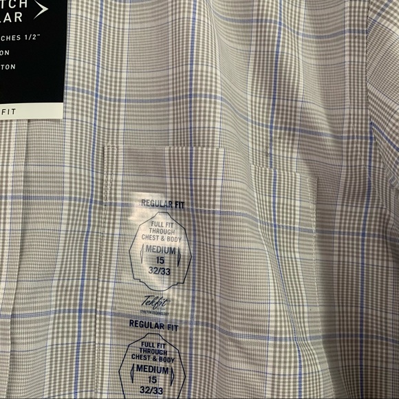 NWT Men’s CHAPS Blue & Gray Pattern Longsleeve Button Down Dress Shirt - Picture 4 of 9